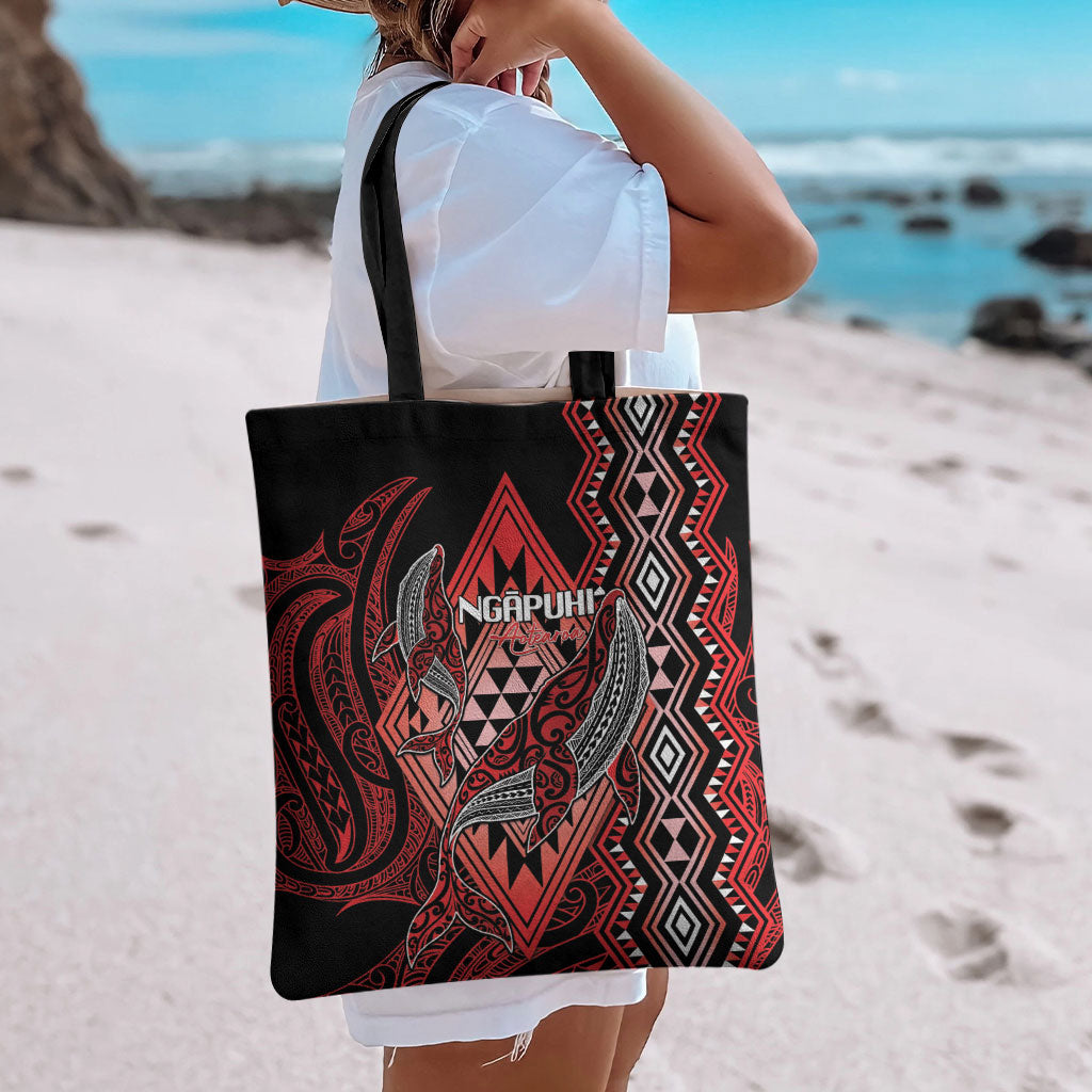 Aotearoa Iwi Ngapuhi Tote Bag NZ Maori Humpback Whale Taniko Motifs LT14 - Polynesian Pride