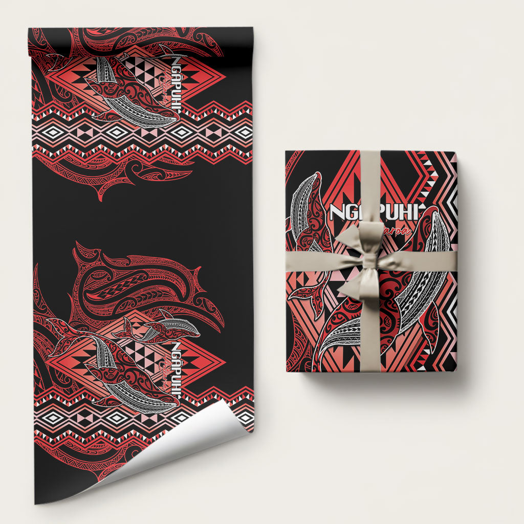 Aotearoa Iwi Ngapuhi Wrapping Paper NZ Maori Humpback Whale Taniko Motifs LT14 58" × 23" Red - Polynesian Pride
