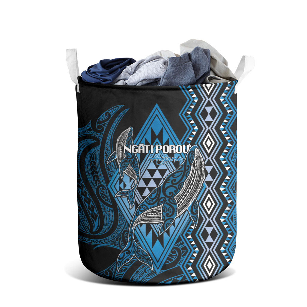 Aotearoa Iwi Ngati Porou Laundry Basket NZ Maori Humpback Whale Taniko Motifs LT14 - Polynesian Pride