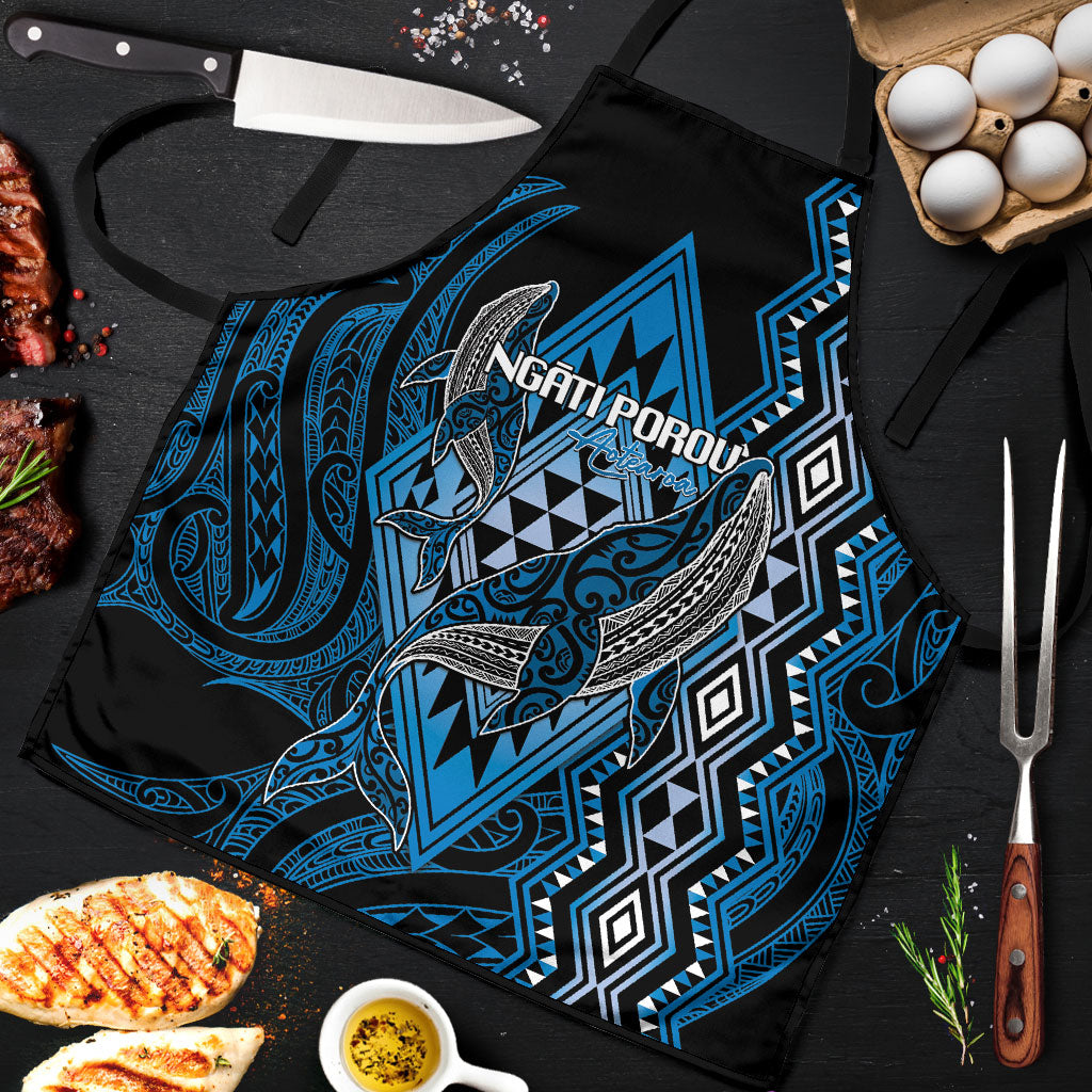 Aotearoa Iwi Ngati Porou Apron NZ Maori Humpback Whale Taniko Motifs LT14 Blue - Polynesian Pride