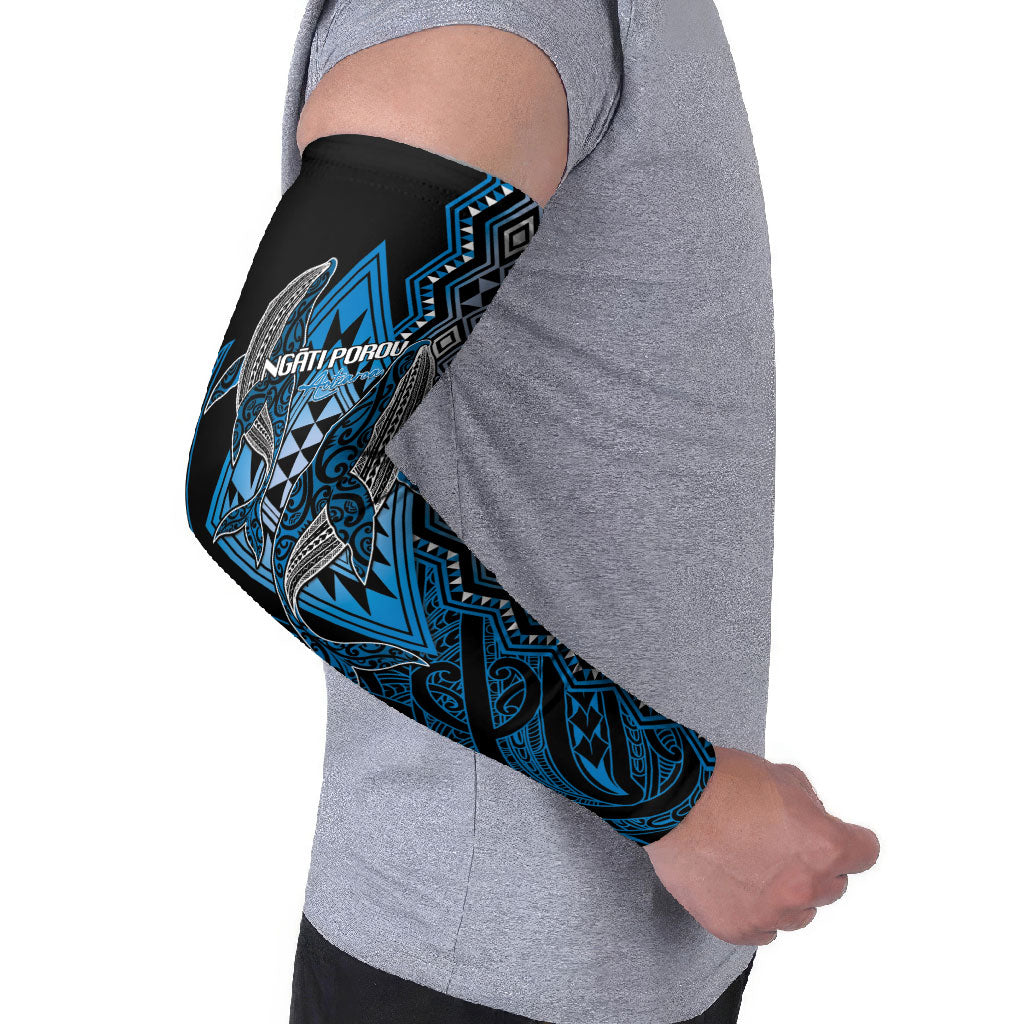 Aotearoa Iwi Ngati Porou Personalised Arm Sleeves NZ Maori Humpback Whale Taniko Motifs LT14 - Polynesian Pride