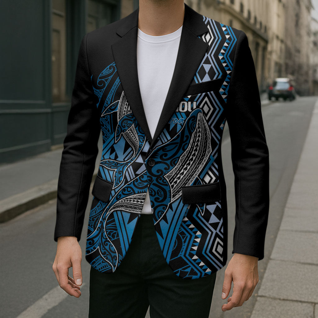 Aotearoa Iwi Ngati Porou Personalised Blazer NZ Maori Humpback Whale Taniko Motifs LT14 - Polynesian Pride
