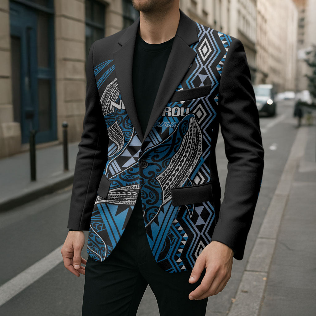 Aotearoa Iwi Ngati Porou Personalised Blazer NZ Maori Humpback Whale Taniko Motifs LT14 - Polynesian Pride