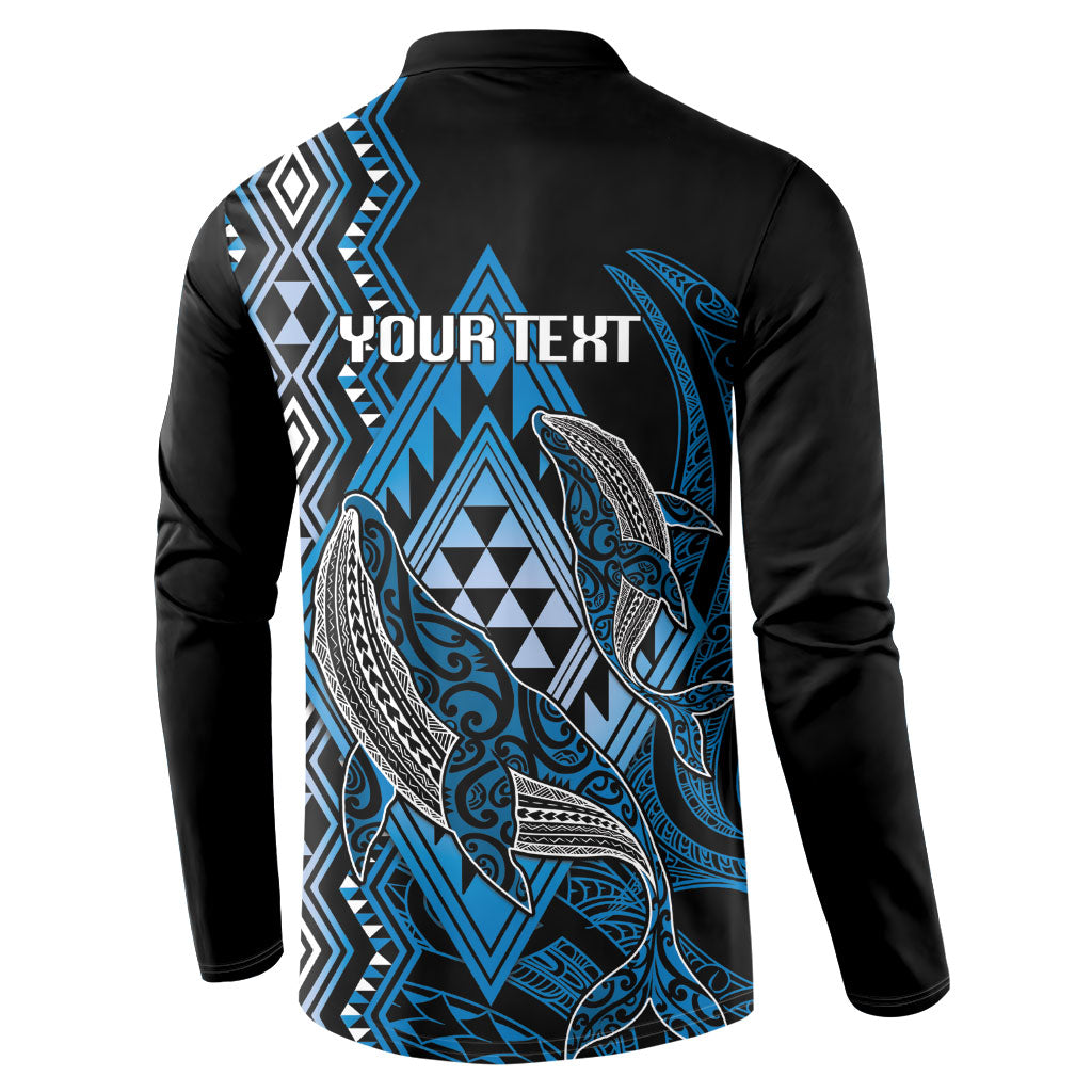 Aotearoa Iwi Ngati Porou Personalised Button Sweatshirt NZ Maori Humpback Whale Taniko Motifs LT14 - Polynesian Pride