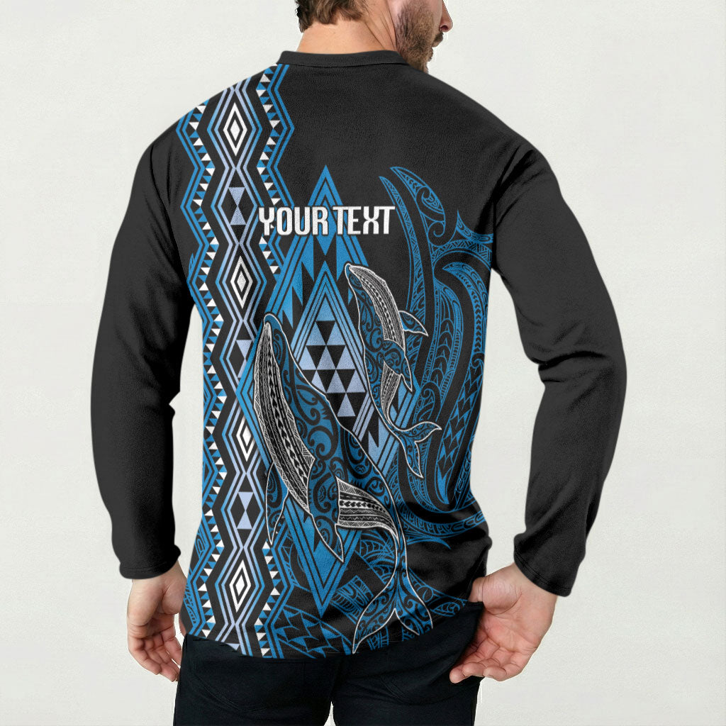 Aotearoa Iwi Ngati Porou Personalised Button Sweatshirt NZ Maori Humpback Whale Taniko Motifs LT14 - Polynesian Pride