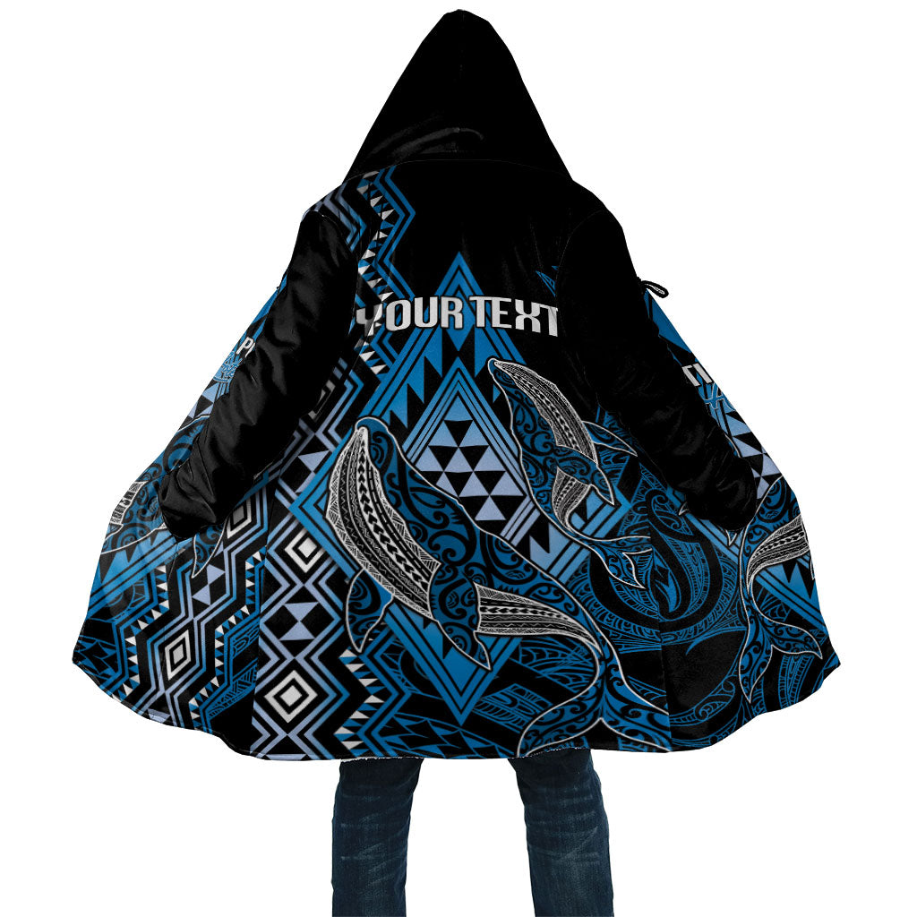 Aotearoa Iwi Ngati Porou Personalised Cloak NZ Maori Humpback Whale Taniko Motifs LT14 Unisex Blue - Polynesian Pride