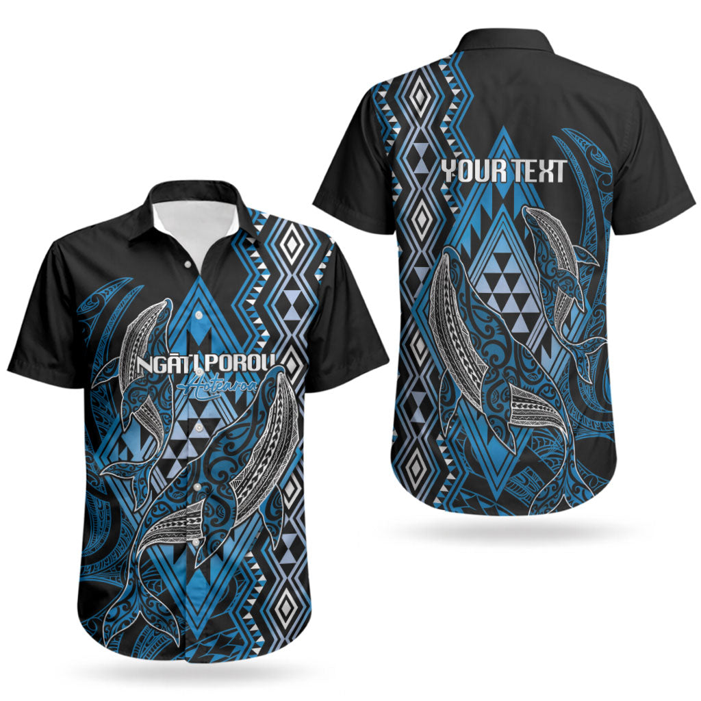 Aotearoa Iwi Ngati Porou Personalised Couples Matching Short Sleeve Bodycon Dress and Hawaiian Shirt NZ Maori Humpback Whale Taniko Motifs LT14 - Polynesian Pride