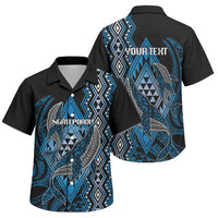 Aotearoa Iwi Ngati Porou Personalised Family Matching Mermaid Dress and Hawaiian Shirt NZ Maori Humpback Whale Taniko Motifs LT14 Son's Shirt Blue - Polynesian Pride