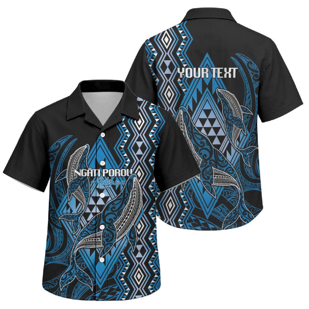 Aotearoa Iwi Ngati Porou Personalised Family Matching Summer Maxi Dress and Hawaiian Shirt NZ Maori Humpback Whale Taniko Motifs LT14 Son's Shirt Blue - Polynesian Pride