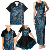 Aotearoa Iwi Ngati Porou Personalised Family Matching Tank Maxi Dress and Hawaiian Shirt NZ Maori Humpback Whale Taniko Motifs LT14 - Polynesian Pride