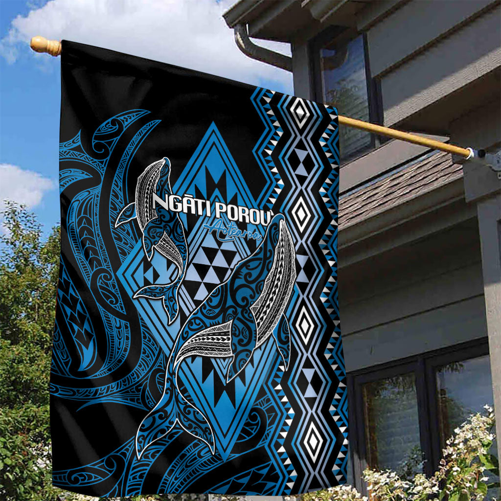 Aotearoa Iwi Ngati Porou Garden Flag NZ Maori Humpback Whale Taniko Motifs LT14 - Polynesian Pride