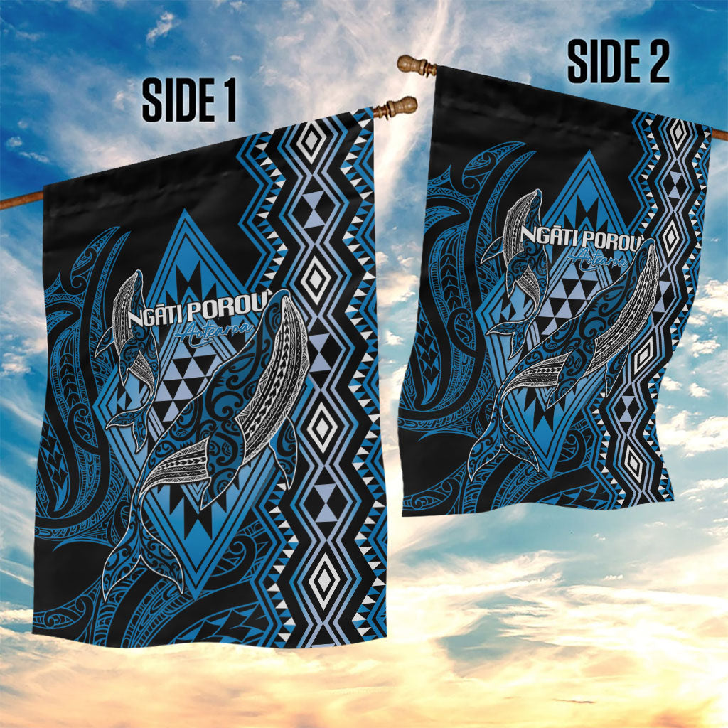 Aotearoa Iwi Ngati Porou Garden Flag NZ Maori Humpback Whale Taniko Motifs LT14 - Polynesian Pride