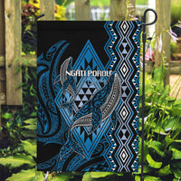 Aotearoa Iwi Ngati Porou Garden Flag NZ Maori Humpback Whale Taniko Motifs LT14 Garden Flag Blue - Polynesian Pride