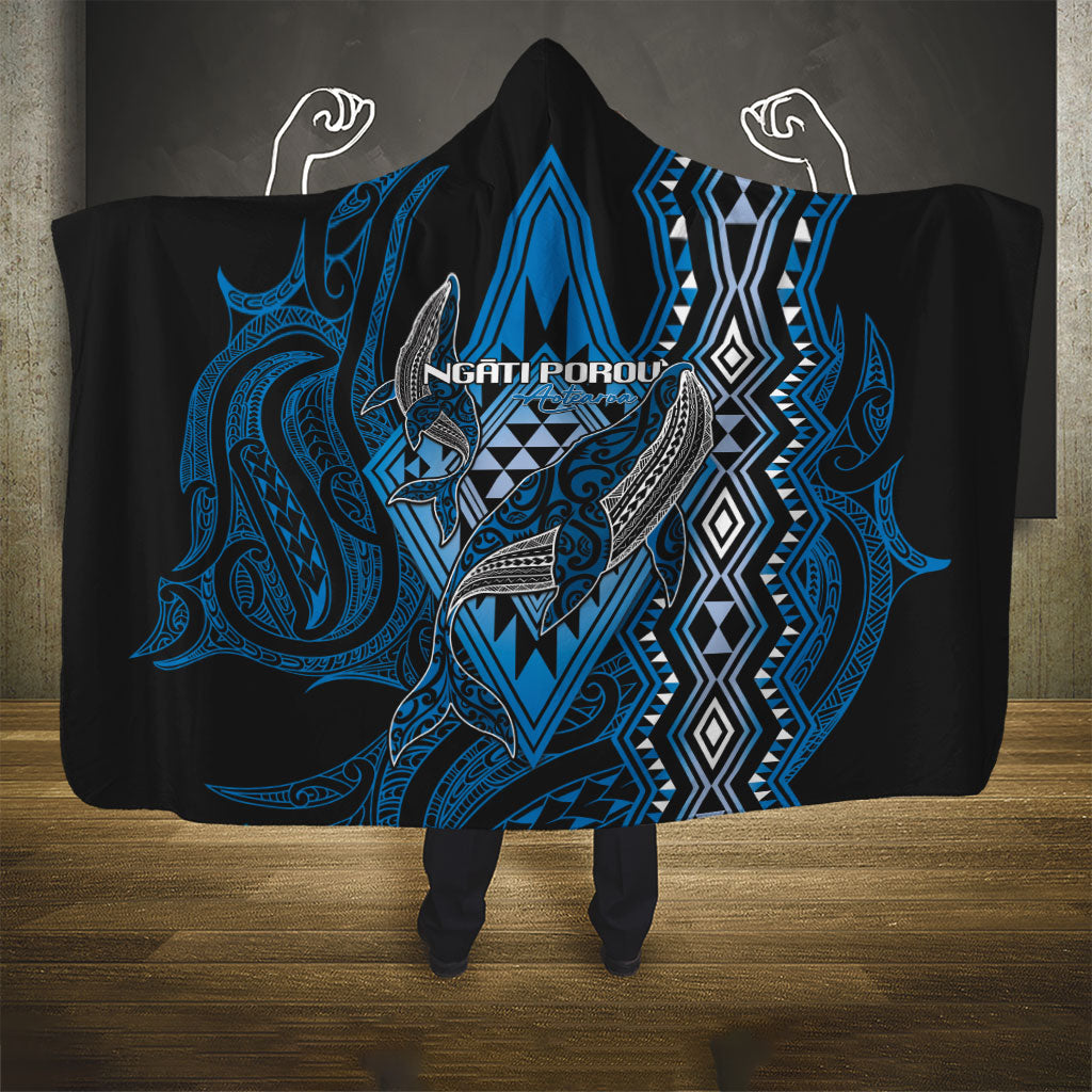 Aotearoa Iwi Ngati Porou Hooded Blanket NZ Maori Humpback Whale Taniko Motifs LT14 - Polynesian Pride