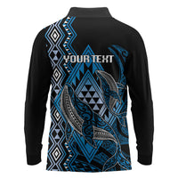 Aotearoa Iwi Ngati Porou Personalised Long Sleeve Polo Shirt NZ Maori Humpback Whale Taniko Motifs LT14 - Polynesian Pride
