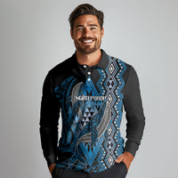 Aotearoa Iwi Ngati Porou Personalised Long Sleeve Polo Shirt NZ Maori Humpback Whale Taniko Motifs LT14 - Polynesian Pride