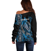 Aotearoa Iwi Ngati Porou Personalised Off Shoulder Sweater NZ Maori Humpback Whale Taniko Motifs LT14 - Polynesian Pride