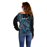 Aotearoa Iwi Ngati Porou Personalised Off Shoulder Sweater NZ Maori Humpback Whale Taniko Motifs LT14 - Polynesian Pride