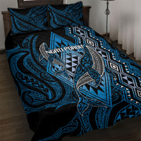 Aotearoa Iwi Ngati Porou Quilt Bed Set NZ Maori Humpback Whale Taniko Motifs LT14 Blue - Polynesian Pride