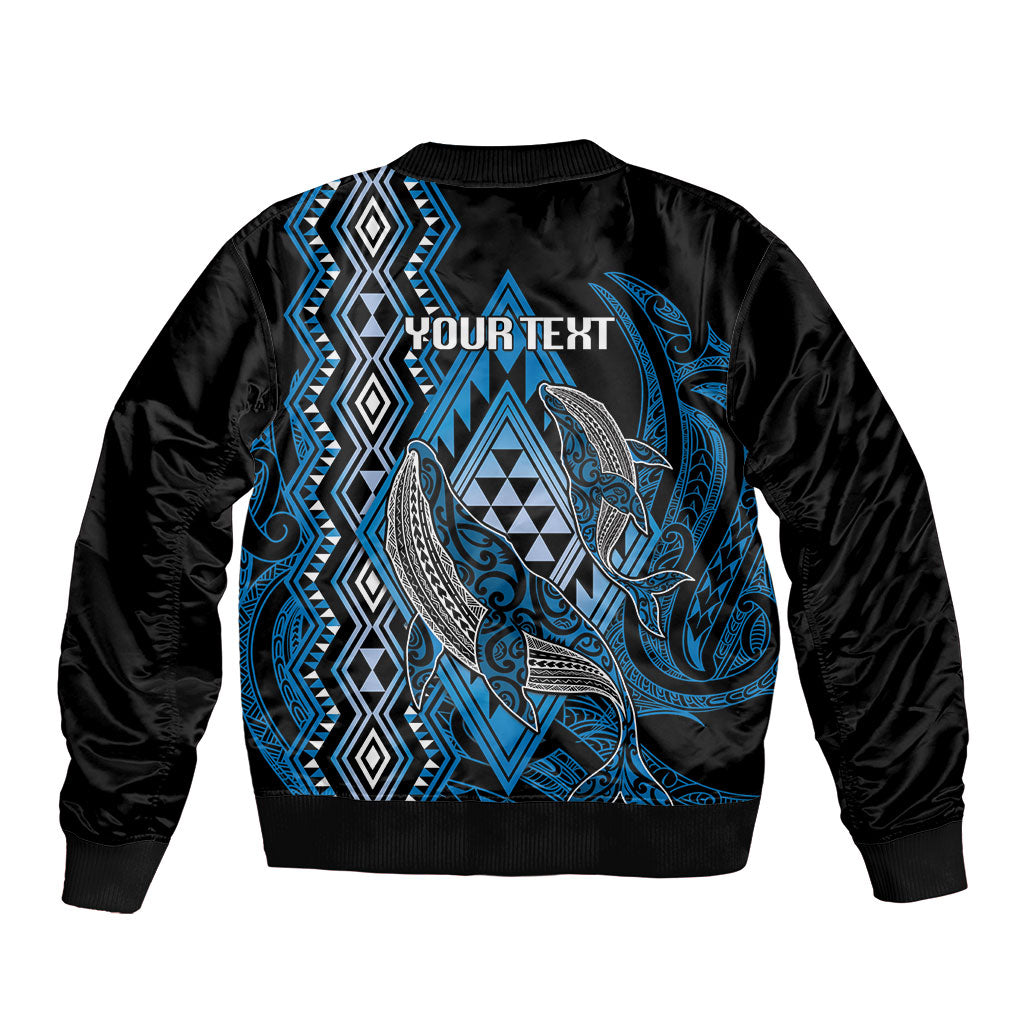 Aotearoa Iwi Ngati Porou Personalised Sleeve Zip Bomber Jacket NZ Maori Humpback Whale Taniko Motifs LT14 - Polynesian Pride