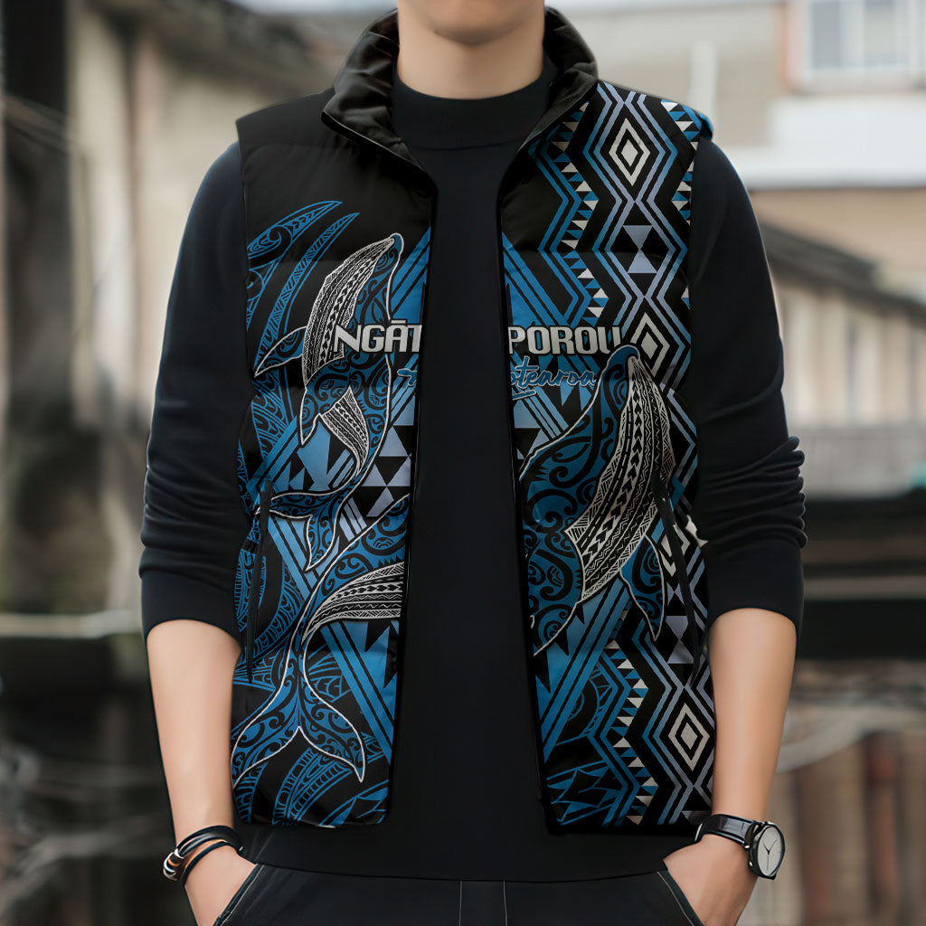 Aotearoa Iwi Ngati Porou Personalised Sleeveless Puffer Jacket NZ Maori Humpback Whale Taniko Motifs LT14 - Polynesian Pride