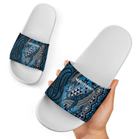 Aotearoa Iwi Ngati Porou Slide Sandals NZ Maori Humpback Whale Taniko Motifs LT14 - Polynesian Pride
