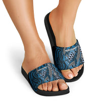 Aotearoa Iwi Ngati Porou Slide Sandals NZ Maori Humpback Whale Taniko Motifs LT14 - Polynesian Pride