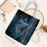 Aotearoa Iwi Ngati Porou Tote Bag NZ Maori Humpback Whale Taniko Motifs LT14 White Strap One Size Blue - Polynesian Pride