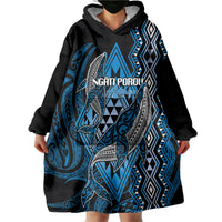 Aotearoa Iwi Ngati Porou Personalised Wearable Blanket Hoodie NZ Maori Humpback Whale Taniko Motifs LT14 - Polynesian Pride