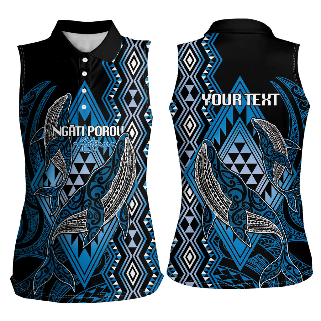 Aotearoa Iwi Ngati Porou Personalised Women Sleeveless Polo Shirt NZ Maori Humpback Whale Taniko Motifs LT14 - Polynesian Pride
