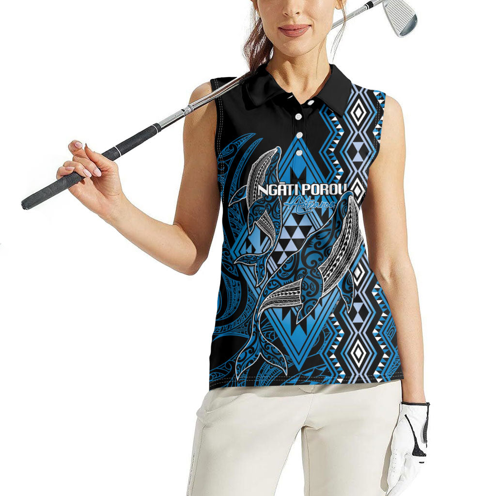Aotearoa Iwi Ngati Porou Personalised Women Sleeveless Polo Shirt NZ Maori Humpback Whale Taniko Motifs LT14 - Polynesian Pride