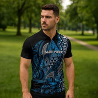 Aotearoa Iwi Ngati Porou Personalised Zipper Polo Shirt NZ Maori Humpback Whale Taniko Motifs LT14 - Polynesian Pride