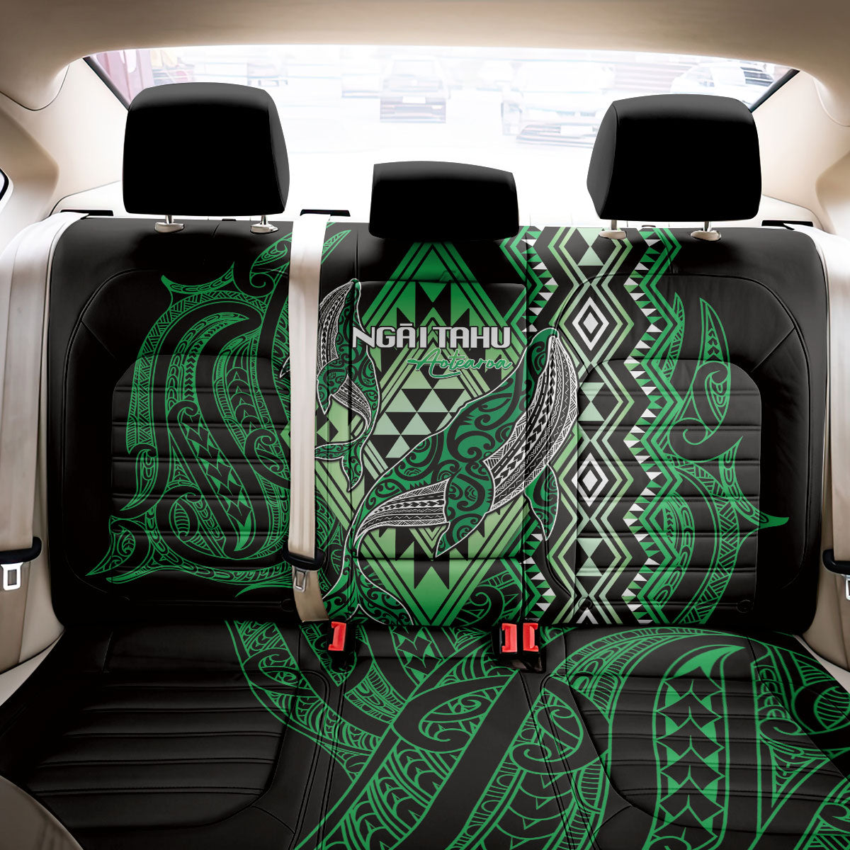 Aotearoa Iwi Ngai Tahu Back Car Seat Cover NZ Maori Humpback Whale Taniko Motifs LT14 - Polynesian Pride