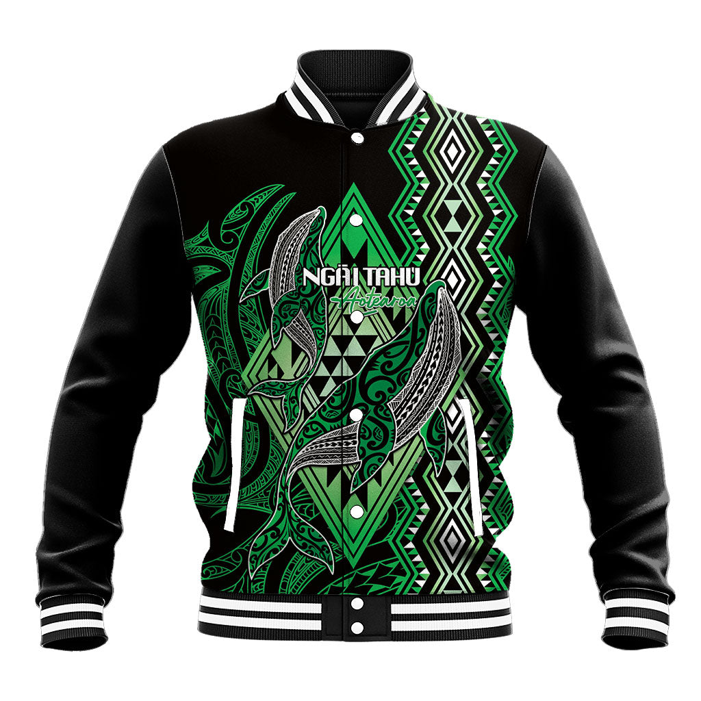 Aotearoa Iwi Ngai Tahu Personalised Baseball Jacket NZ Maori Humpback Whale Taniko Motifs