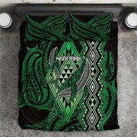 Aotearoa Iwi Ngai Tahu Bedding Set NZ Maori Humpback Whale Taniko Motifs LT14 Green - Polynesian Pride