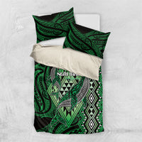 Aotearoa Iwi Ngai Tahu Bedding Set NZ Maori Humpback Whale Taniko Motifs LT14 US Twin 172cm x 218cm Green - Polynesian Pride