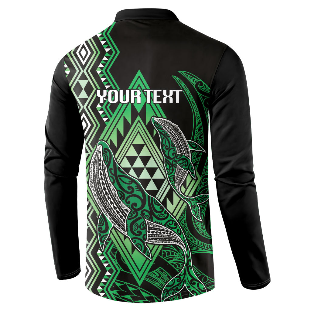 Aotearoa Iwi Ngai Tahu Personalised Button Sweatshirt NZ Maori Humpback Whale Taniko Motifs LT14 - Polynesian Pride