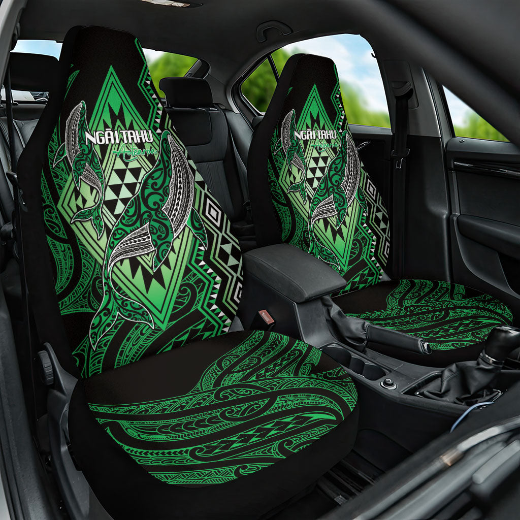 Aotearoa Iwi Ngai Tahu Car Seat Cover NZ Maori Humpback Whale Taniko Motifs LT14 One Size Green - Polynesian Pride