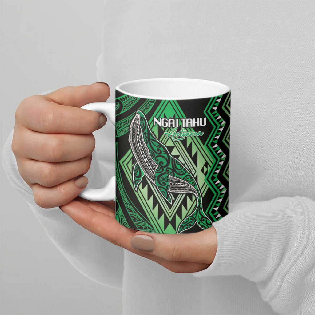 Aotearoa Iwi Ngai Tahu Personalised Ceramic Mug NZ Maori Humpback Whale Taniko Motifs LT14 - Polynesian Pride