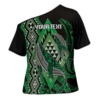 Aotearoa Iwi Ngai Tahu Personalised Cross Shoulder Shirt NZ Maori Humpback Whale Taniko Motifs LT14 - Polynesian Pride