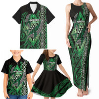 Aotearoa Iwi Ngai Tahu Personalised Family Matching Tank Maxi Dress and Hawaiian Shirt NZ Maori Humpback Whale Taniko Motifs LT14 - Polynesian Pride