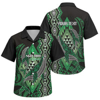 Aotearoa Iwi Ngai Tahu Personalised Family Matching Tank Maxi Dress and Hawaiian Shirt NZ Maori Humpback Whale Taniko Motifs LT14 Son's Shirt Green - Polynesian Pride