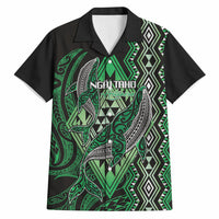Aotearoa Iwi Ngai Tahu Personalised Hawaiian Shirt NZ Maori Humpback Whale Taniko Motifs LT14 Green - Polynesian Pride
