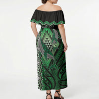 Aotearoa Iwi Ngai Tahu Personalised Off Shoulder Maxi Dress NZ Maori Humpback Whale Taniko Motifs LT14 - Polynesian Pride