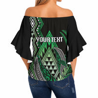 Aotearoa Iwi Ngai Tahu Personalised Off Shoulder Wrap Waist Top NZ Maori Humpback Whale Taniko Motifs LT14 - Polynesian Pride