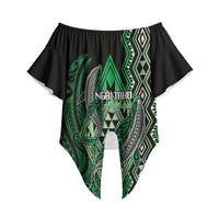 Aotearoa Iwi Ngai Tahu Personalised Off Shoulder Wrap Waist Top NZ Maori Humpback Whale Taniko Motifs LT14 - Polynesian Pride