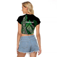 Aotearoa Iwi Ngai Tahu Personalised Raglan Cropped T Shirt NZ Maori Humpback Whale Taniko Motifs LT14 - Polynesian Pride