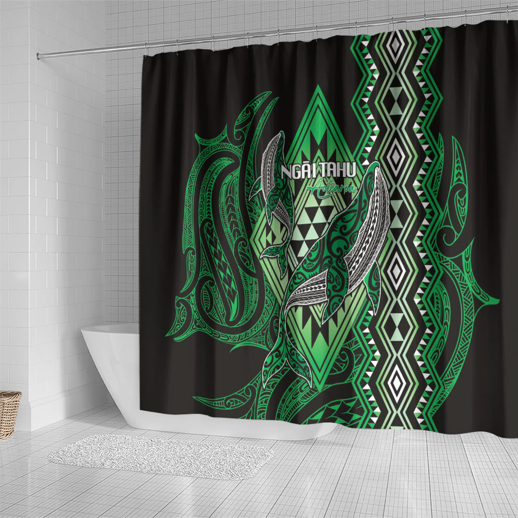 Aotearoa Iwi Ngai Tahu Shower Curtain NZ Maori Humpback Whale Taniko Motifs LT14 - Polynesian Pride