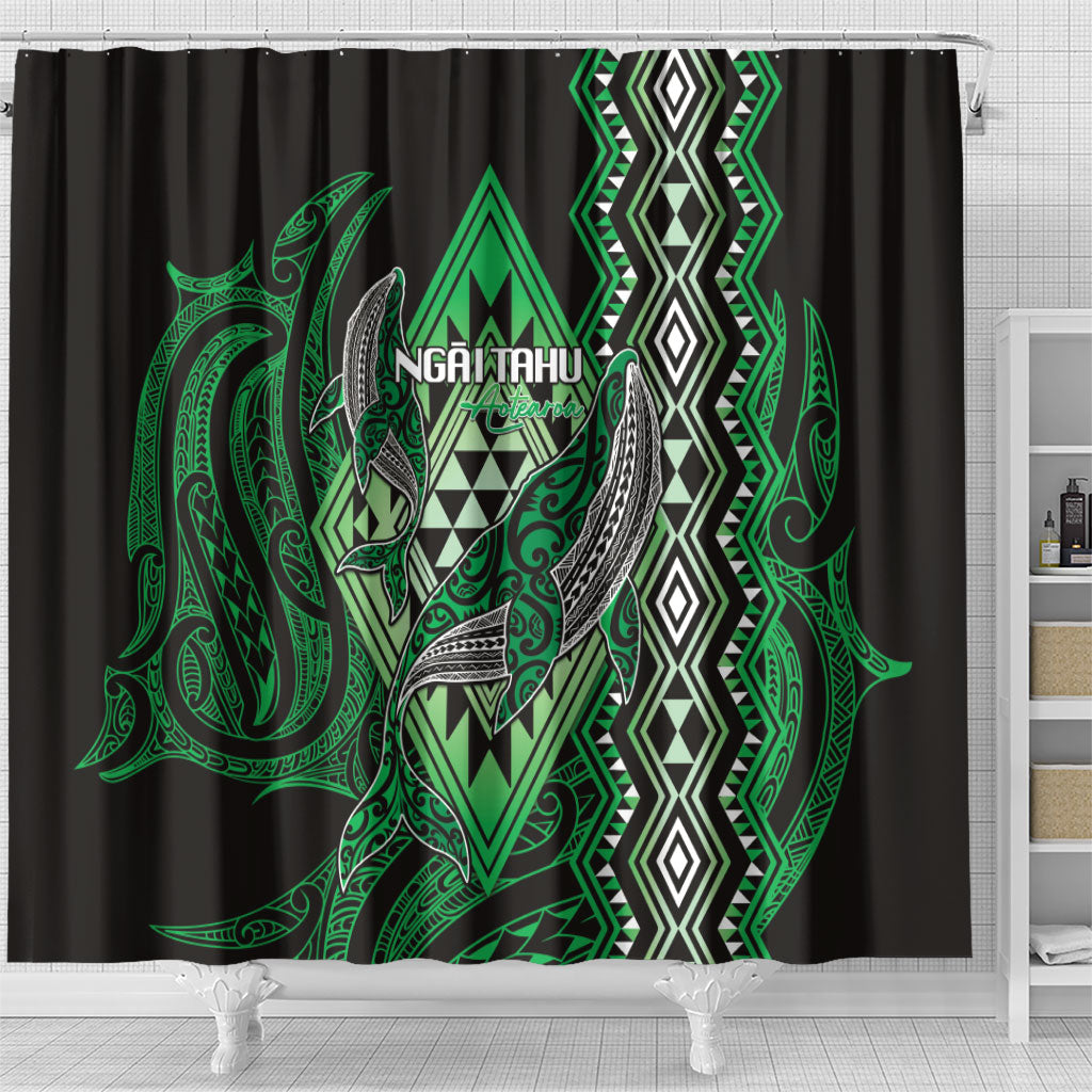 Aotearoa Iwi Ngai Tahu Shower Curtain NZ Maori Humpback Whale Taniko Motifs LT14 - Polynesian Pride