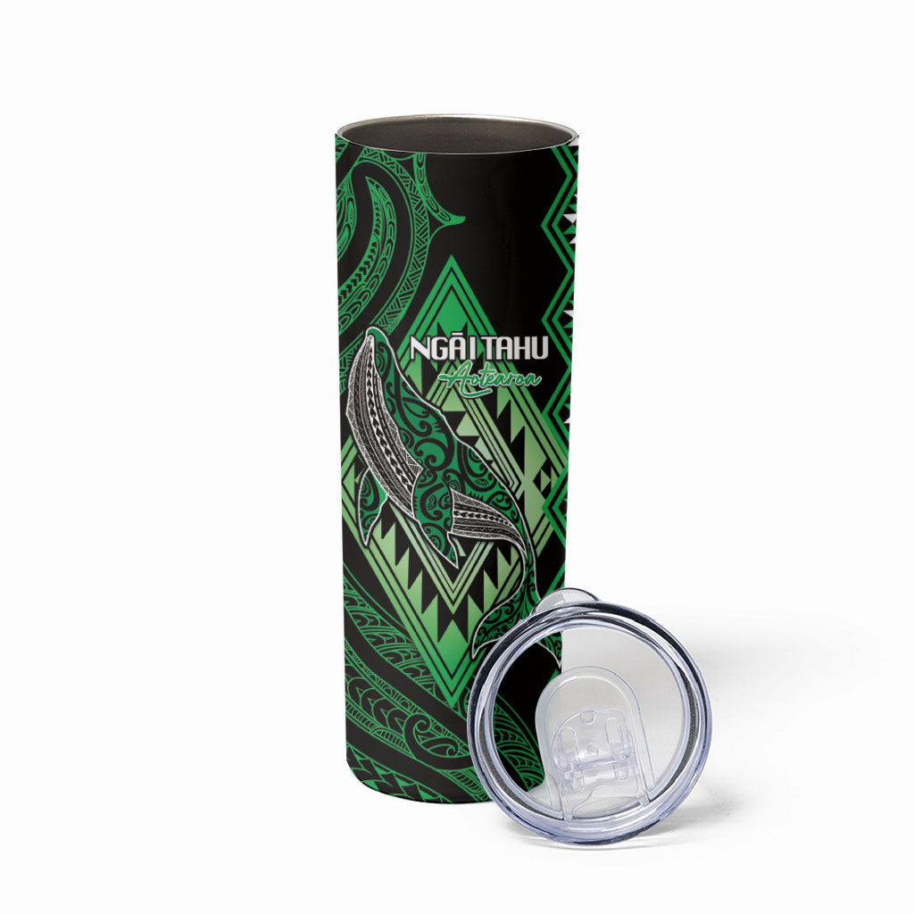Aotearoa Iwi Ngai Tahu Personalised Skinny Tumbler NZ Maori Humpback Whale Taniko Motifs LT14 - Polynesian Pride